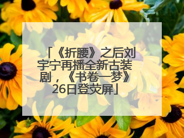 《折腰》之后刘宇宁再播全新古装剧，《书卷一梦》26日登荧屏