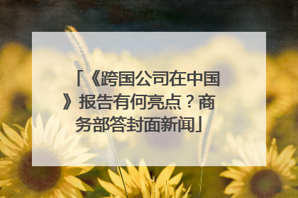 《跨国公司在中国》报告有何亮点？商务部答封面新闻