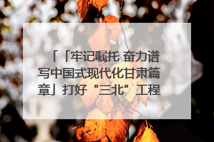 「牢记嘱托 奋力谱写中国式现代化甘肃篇章」打好“三北”工程攻坚战 筑牢国家西部生态安全屏障