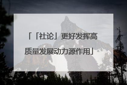 「社论」更好发挥高质量发展动力源作用