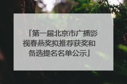 第一届北京市广播影视春燕奖拟推荐获奖和备选提名名单公示