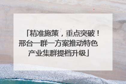 精准施策，重点突破！邢台一群一方案推动特色产业集群提档升级