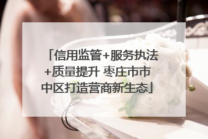 信用监管+服务执法+质量提升 枣庄市市中区打造营商新生态