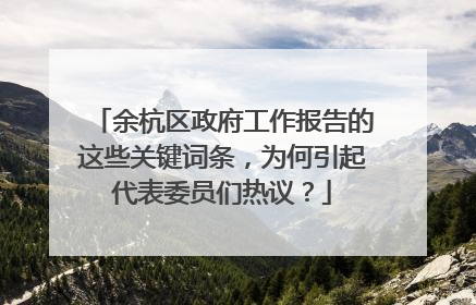 余杭区政府工作报告的这些关键词条，为何引起代表委员们热议？