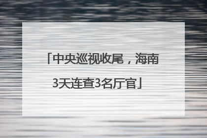 中央巡视收尾，海南3天连查3名厅官