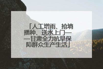 人工增雨、抢墒播种、送水上门——甘肃全力抗旱保障群众生产生活