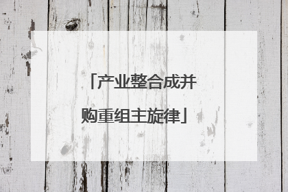产业整合成并购重组主旋律