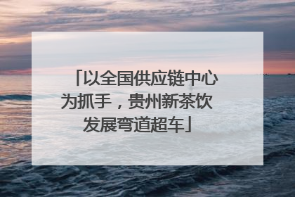 以全国供应链中心为抓手，贵州新茶饮发展弯道超车
