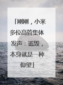 刚刚，小米多位高管集体发声：诋毁，本身就是一种仰望