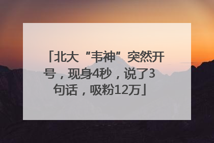 北大“韦神”突然开号，现身4秒，说了3句话，吸粉12万