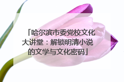 哈尔滨市委党校文化大讲堂：解锁明清小说的文学与文化密码