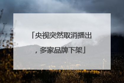 央视突然取消播出，多家品牌下架
