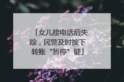 女儿接电话后失踪，民警及时按下转账“暂停”键
