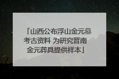 山西公布浮山金元墓考古资料 为研究晋南金元葬具提供样本