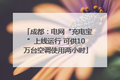 成都：电网“充电宝”上线运行 可供10万台空调使用两小时