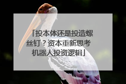 投本体还是投造螺丝钉？资本重新思考机器人投资逻辑