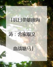抗日英雄廖海涛：舍家取义 血战塘马