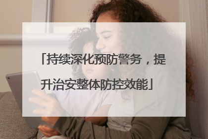持续深化预防警务，提升治安整体防控效能