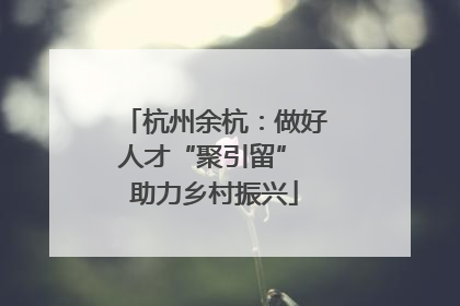 杭州余杭：做好人才“聚引留” 助力乡村振兴