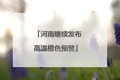 河南继续发布高温橙色预警