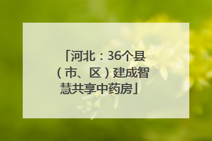 河北：36个县（市、区）建成智慧共享中药房