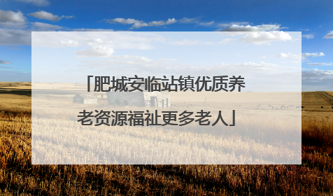 肥城安临站镇优质养老资源福祉更多老人