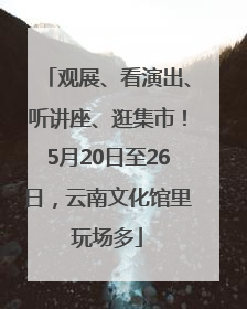观展、看演出、听讲座、逛集市！5月20日至26日，云南文化馆里玩场多