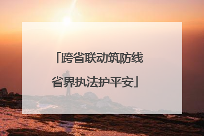 跨省联动筑防线 省界执法护平安