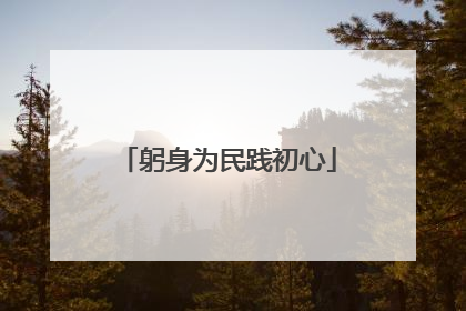 躬身为民践初心
