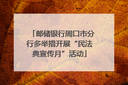 邮储银行周口市分行多举措开展“民法典宣传月”活动