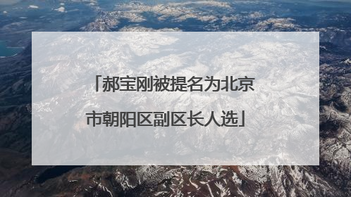 郝宝刚被提名为北京市朝阳区副区长人选