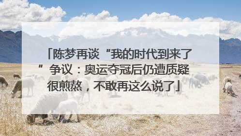 陈梦再谈“我的时代到来了”争议：奥运夺冠后仍遭质疑很煎熬，不敢再这么说了