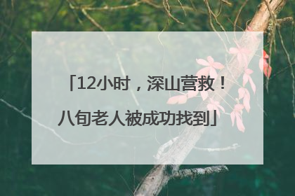 12小时，深山营救！八旬老人被成功找到