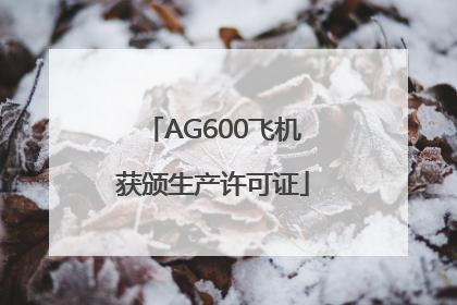 AG600飞机获颁生产许可证